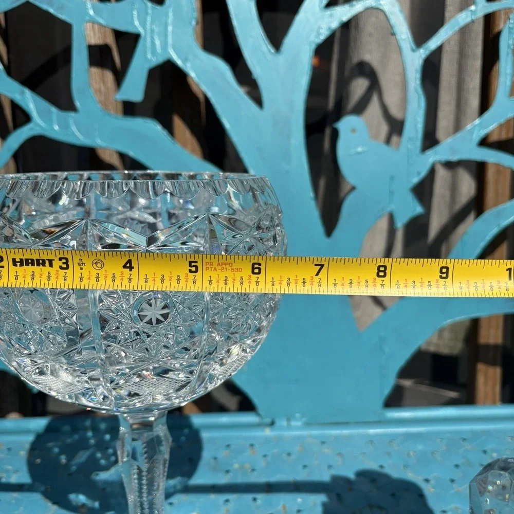 Vtg RARE Sklarny Bohemia Queens Lace Lead Crystal Tall Compote Candy Dish HTF